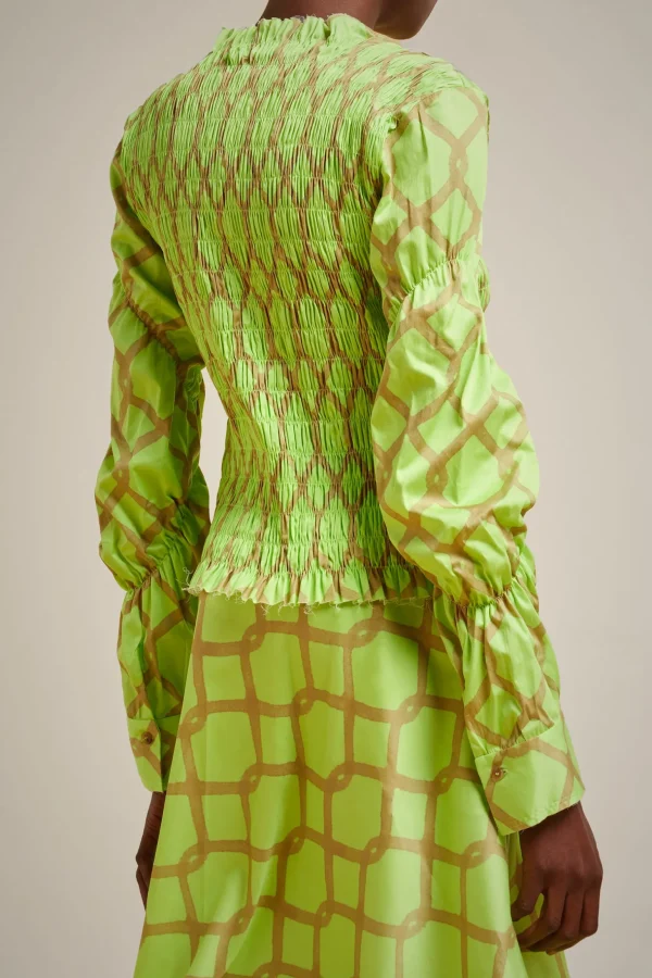 Outlet Liviana conti Blusa Arriccio Rete Lime/Argilla
