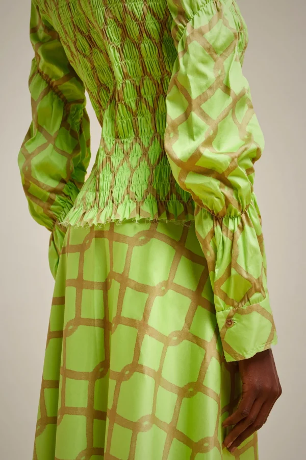 Outlet Liviana conti Blusa Arriccio Rete Lime/Argilla