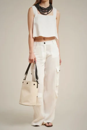 Outlet Liviana conti Crop Top Bianco | Nero