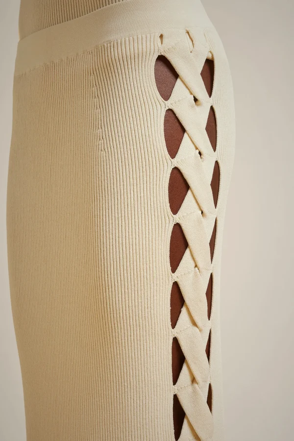 gonna_bande_laterali_intr_3.webp Discount Liviana conti Gonna Bande Laterali Intrecciate Corno