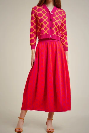 Hot Liviana conti Gonna Jacquard Catena Fuxia/Goji