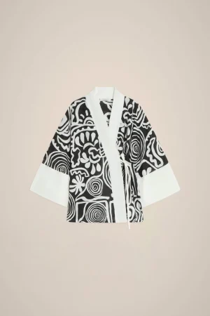 Hot Liviana conti Kimono Corto Graffito Nero/Bianco | Pois Ruggine/Bianco