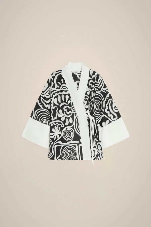 kimono_corto_0.webp Hot Liviana conti Kimono Corto Graffito Nero/Bianco | Pois Ruggine/Bianco