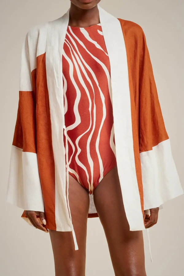 kimono_corto_1.webp Hot Liviana conti Kimono Corto Graffito Nero/Bianco | Pois Ruggine/Bianco