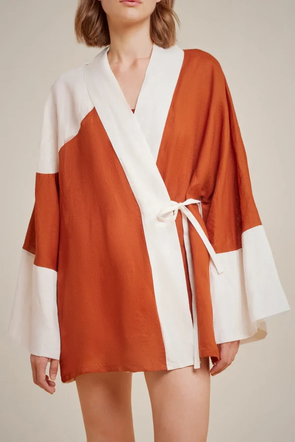kimono_corto_4.webp Hot Liviana conti Kimono Corto Graffito Nero/Bianco | Pois Ruggine/Bianco