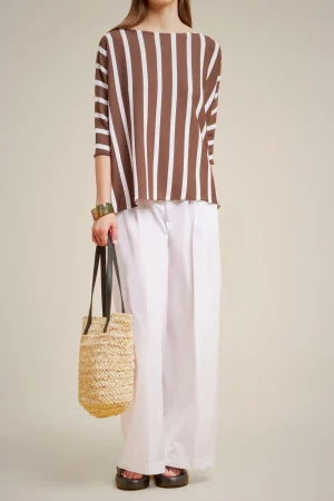 Fashion Liviana conti Maglia Assimmetrica Ebano/Bianco | Nero