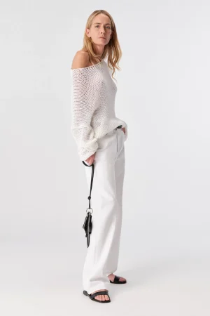 Fashion Liviana conti Maglia Effetto Pizzo Bianco