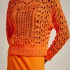 Online Liviana conti Maglia Effetto Pizzo Mandarino