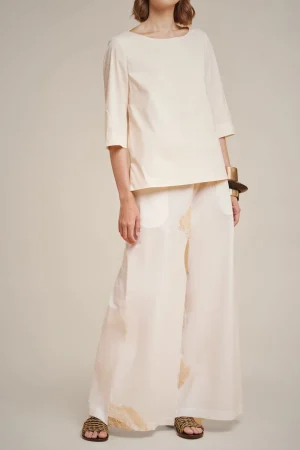 Shop Liviana conti Pantalone Pois Bianco/Calce