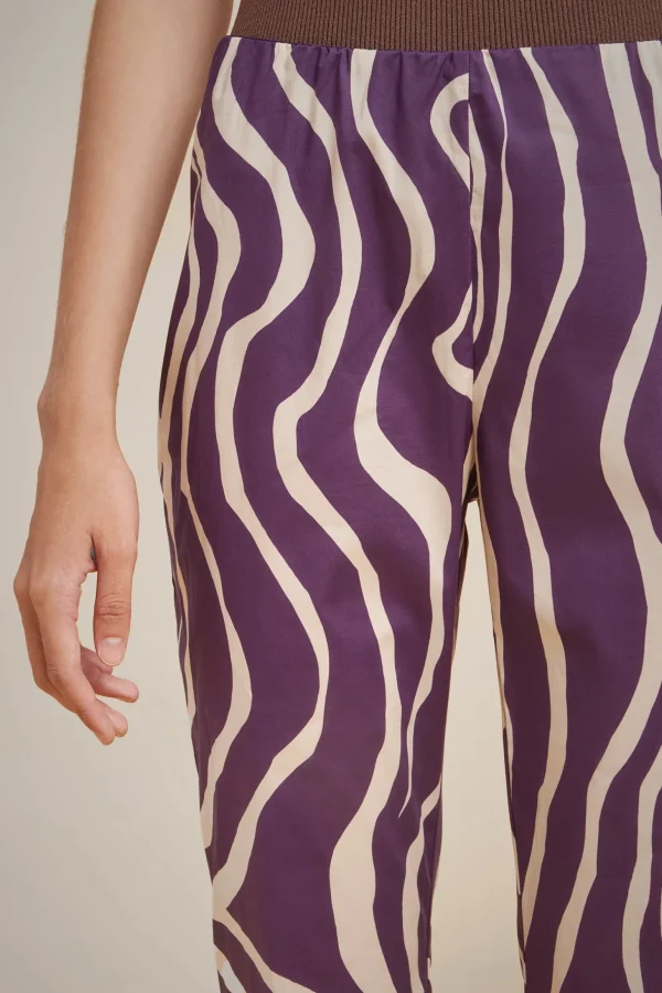 pantalone_4-17.webp Clearance Liviana conti Pantalone Fiore Stencil Bosco | Venatura Bacca