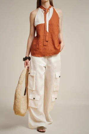 top_con_fiocco_0.webp Best Sale Liviana conti Top Con Fiocco Pois Ruggine/Bianco